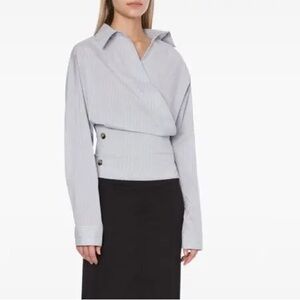 Philosophy di Lorenzo Serafini striped wrap Blouse Shirt with Button Detail
